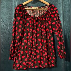 Black Michael Kors Blouse with Red Print